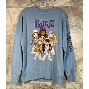 Bratz Women's Small Crewneck Sweatshirt Blue Graphic Print Casual Pullover Y2K